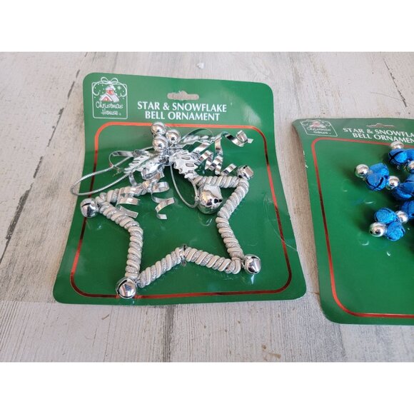 Star silver blue snowflake bells ornament‎ Xmas set - Picture 3 of 6